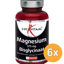 6x Lucovitaal Magnesium 375mg Bisglycinaat (90 tabletten)