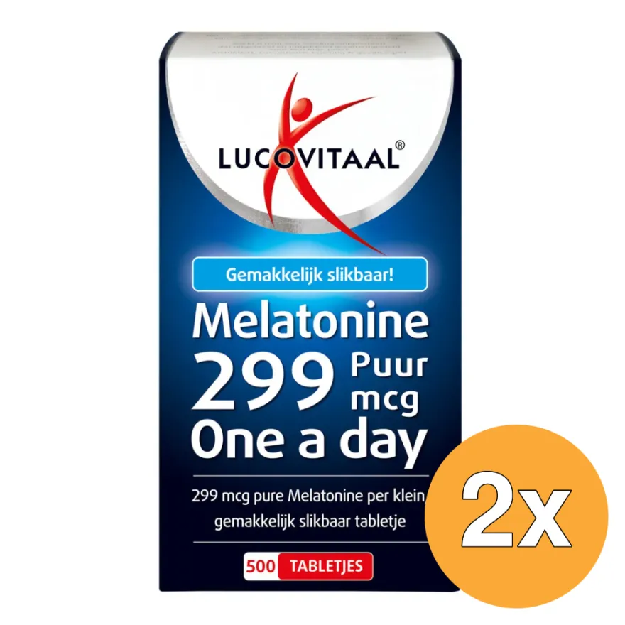 2x Lucovitaal Melatonine Puur 299mcg (500 tabletten)