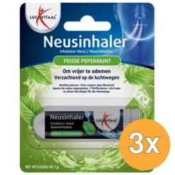 3x Lucovitaal Neusinhaler Vrijer Ademen Frisse Pepermunt (1 gr)