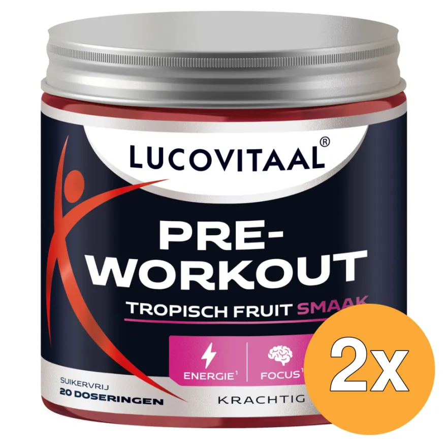 2x Lucovitaal Pre-Workout Tropisch Fruit Vegan (200 gr)