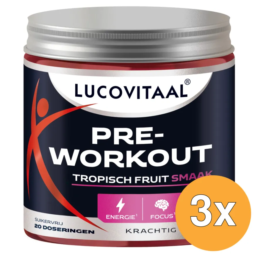 3x Lucovitaal Pre-Workout Tropisch Fruit Vegan (200 gr)
