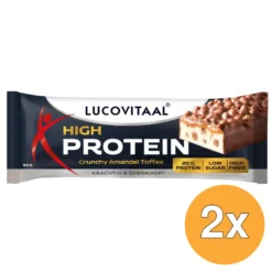 2x Lucovitaal Protein High reep -Crunchy Amandel Toffee Vega (1 stuk)