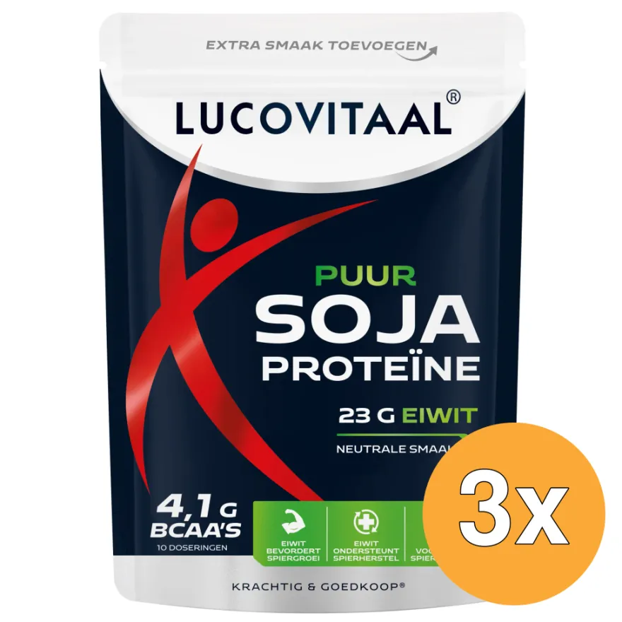 3x Lucovitaal Proteïne Soja poeder Puur (Vegan) (250 gr)