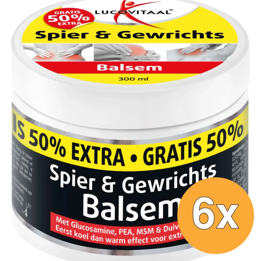 6x Lucovitaal Spier & Gewrichtsbalsem 50% extra (300 ml)