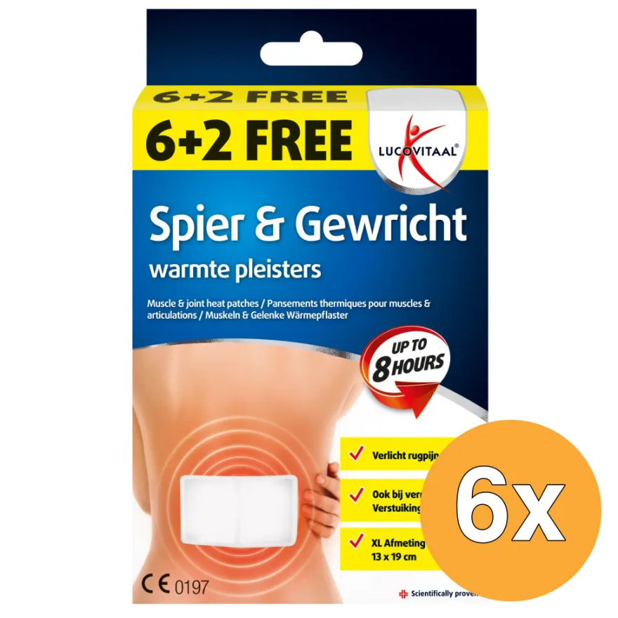 6x Lucovitaal Spier & Gewricht Warmtepleister (8 stuks)