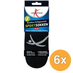 6x Lucovitaal Sportsok Bamboe 35-38 zwart (1 paar)