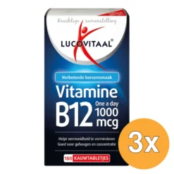 3x Lucovitaal Vitamine B12 1000mcg (180 kauwtabletten)