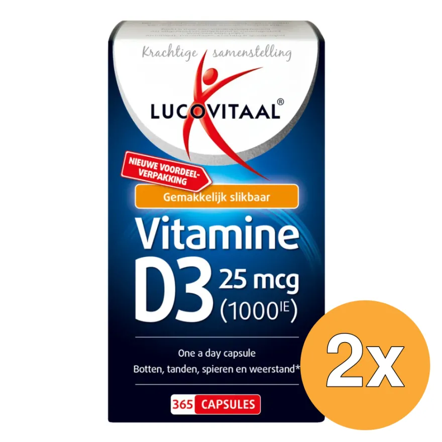 2x Lucovitaal Vitamine D3 25mcg (365 capsules)