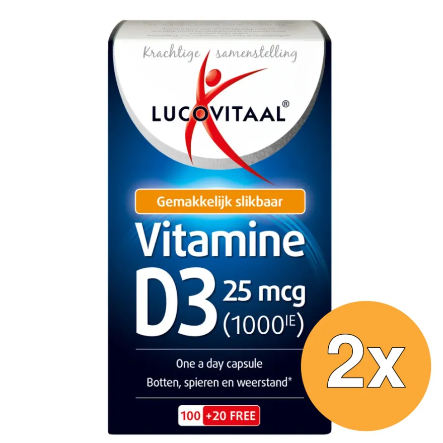 2x Lucovitaal Vitamine D3 25mcg (120 capsules)
