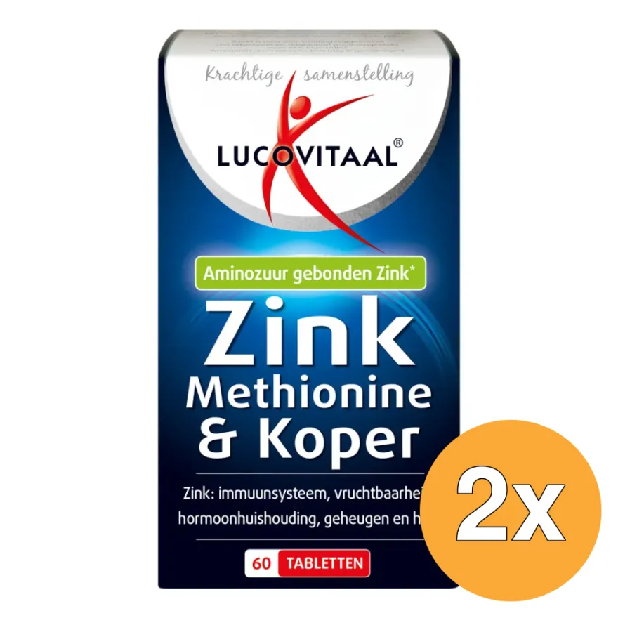 2x Lucovitaal Zinkmethionine & Koper (60 capsules)
