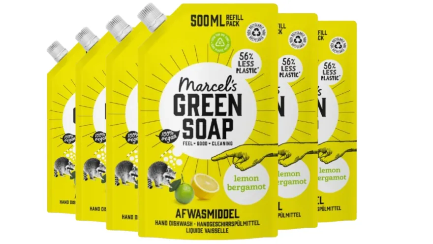 6x Marcel’s Green Soap Afwasmiddel Lemon & Bergamot Navulling (500 ml)