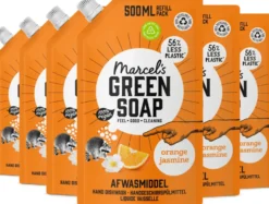 6x Marcel’s Green Soap Afwasmiddel Navulling Sinaasappel & Jasmijn (500 ml)