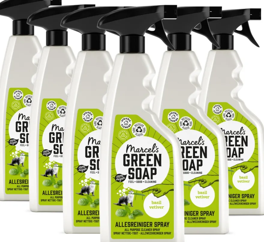 6x Marcel’s Green Soap Allesreiniger spray basilicum & vertivertgras (500 ml)