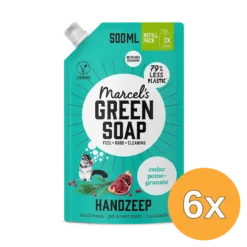 6x Marcel’s Green Soap Handzeep Ceder & Granaatappel Navulling (500 ml)