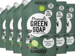 6x Marcel’s Green Soap Handzeep Bergamot & Black Pepper Navulling (500 ml)