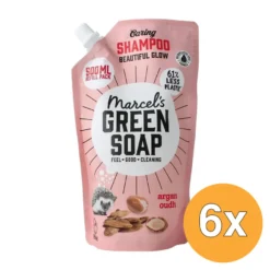 6x Marcel’s Green Soap Shampoo Argan & Oudh Navulling (500 ml)