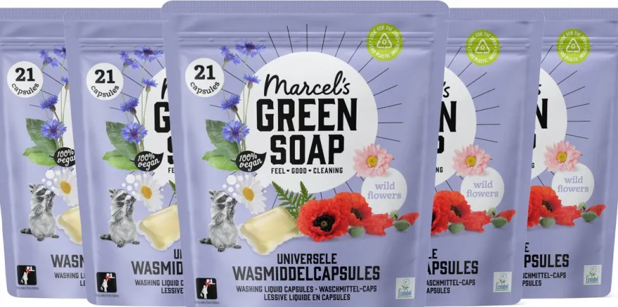 5x Marcel’s Green Soap Wascapsules wilde bloemen (21 capsules)