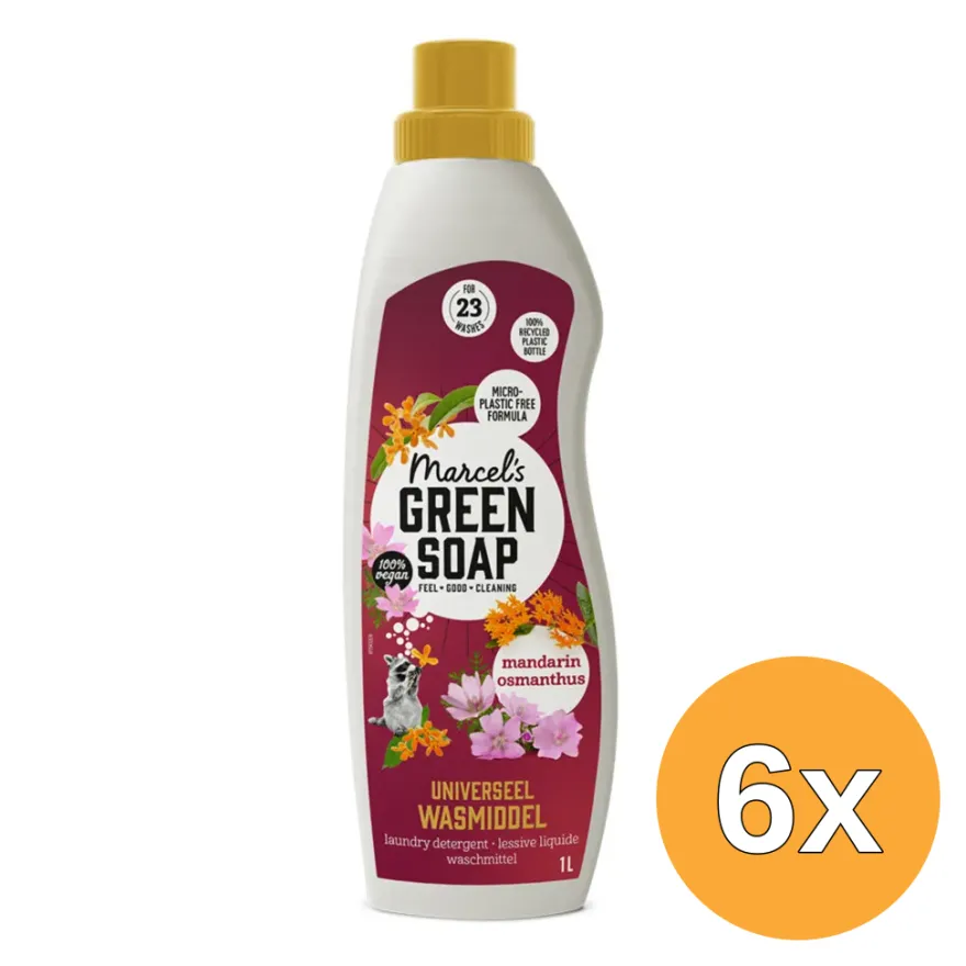6x Marcel’s Green Soap Wasmiddel Mandarijn & Osmanthus (1000 ml)