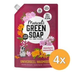 4x Marcel’s Green Soap Wasmiddel Mandarijn & Osmanthus Navulling (1000 ml)
