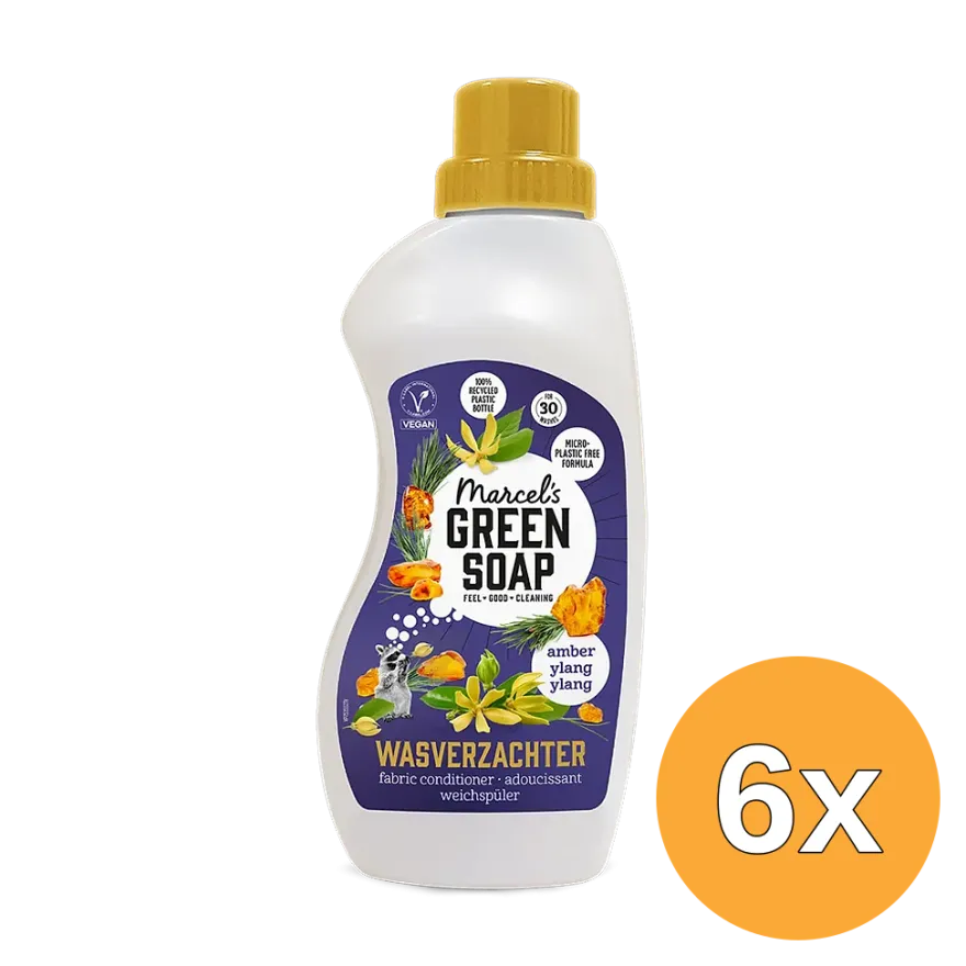6x Marcel’s Green Soap Wasverzachter Amber & Ylang Ylang (750 ml)