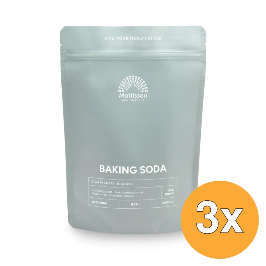 3x Mattisson Baking Soda Zuiveringszout Natriumbicarbonaat (650 gr)