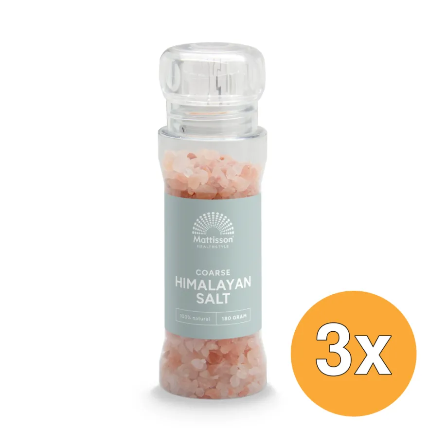 3x Mattisson Himalaya Zoutgrof Gemalen Molen Hervulbaar (180 gr)