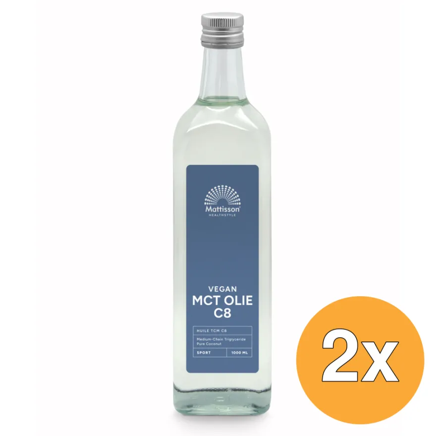 2x Mattisson MCT Olie C8 – Coconut Pure – 99% Caprylic Acid (1000 ml)