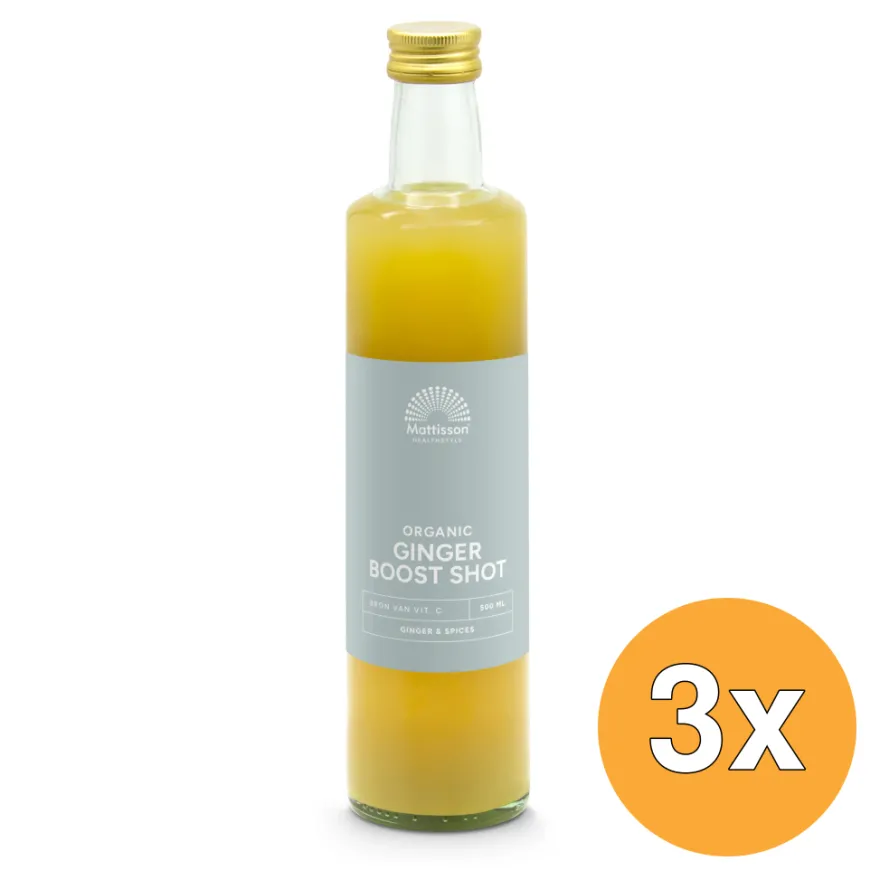 3x Mattisson Organic Ginger + Boost Shot Bio (500 ml)