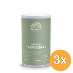 3x Mattisson Tarwegras Wheatgrass Poeder Raw Bio (125 gr)