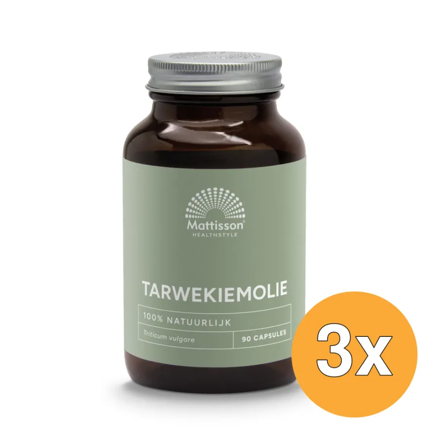 3x Mattisson Tarwekiemolie/wheat germ oil 1000mg (90 capsules)