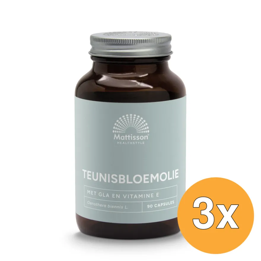 3x Mattisson Teunisbloemolie Met Vitamine E 1000Mg (90 capsules)