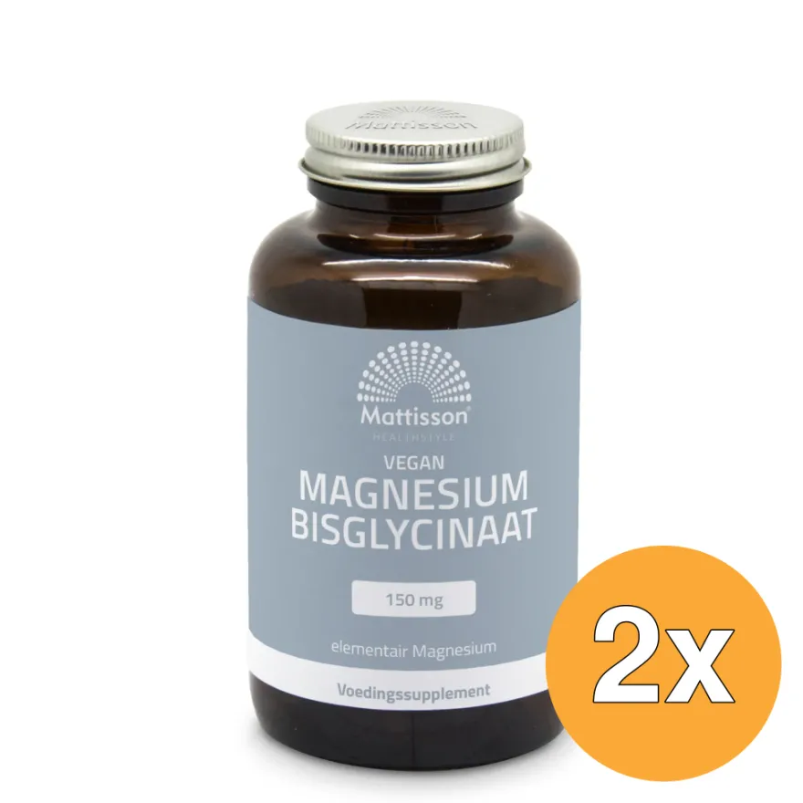 2x Mattisson Vegan Magnesium Bislgycinaat 150 Mg (120 capsules)