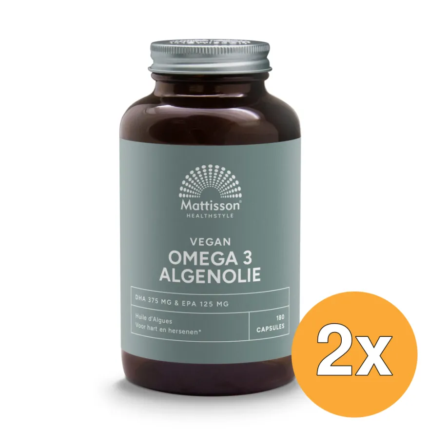 2x Mattisson Vegan Omega 3 Algenolie Dha 37 5Mg Epa 125Mg (180 softgels)