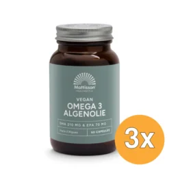 3x Mattisson Vegan Omega-3 Algenolie Dha 210Mg Epa 70Mg (60 vega capsules)