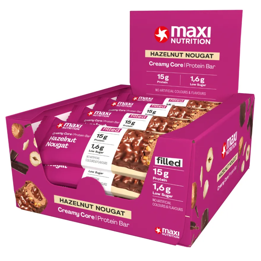 12x Maxi Nutrition Creamy Core Protein Bar Hazelnut Nougat (45 gr)