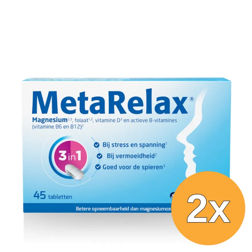 2x Metagenics MetaRelax Magnesium (45 tabletten)