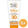 6x Mini Garnier Ambre Solaire Hydra 24 Zonnemelk SPF 30 (50 ml)