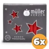 6x Müller Kerzen Kerstboomkaars 120/12 Rood (20 stuks)
