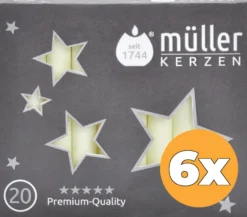 6x Müller Kerzen Kerstboomkaars Ivoor (20 stuks)
