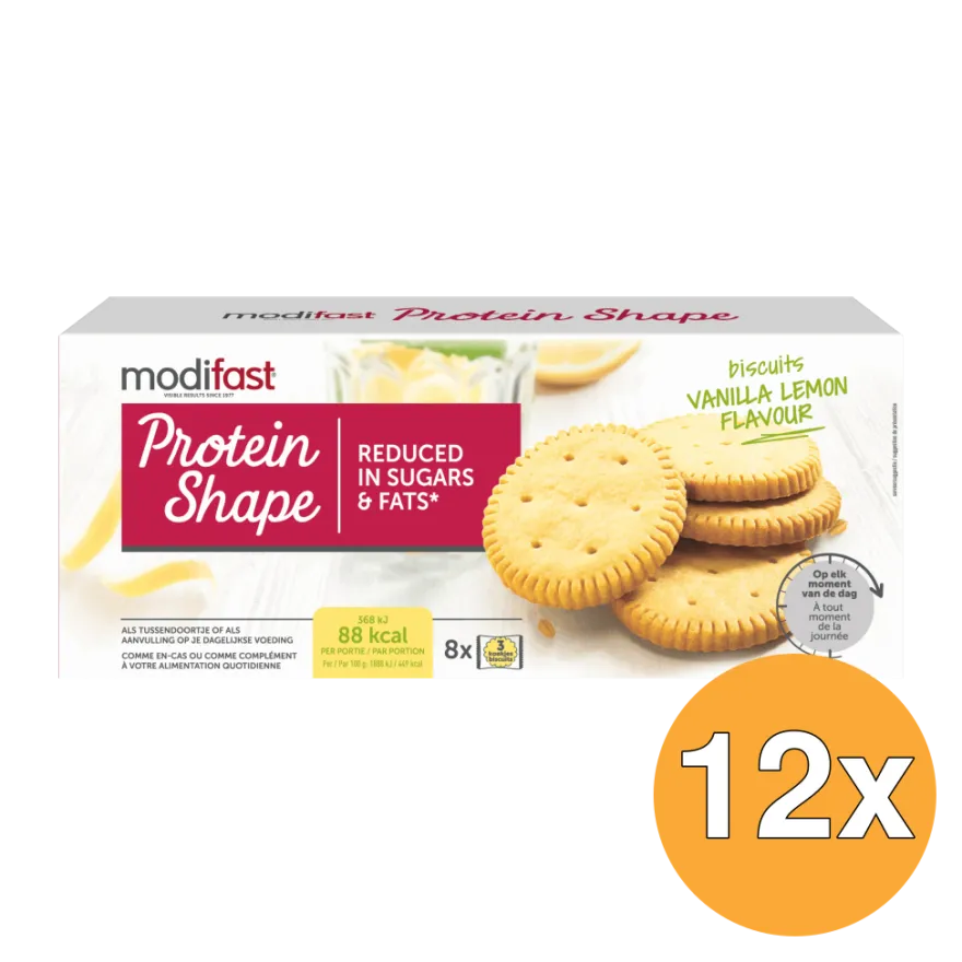 12x Modifast Protein Shape Biscuits Vanilla Lemon (8 x 3 stuks)