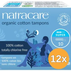 12x Natracare Cotton Tampons Super (10 stuks)