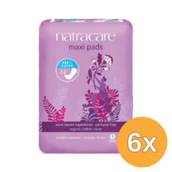 6x Natracare Maandverband super (12 stuks)