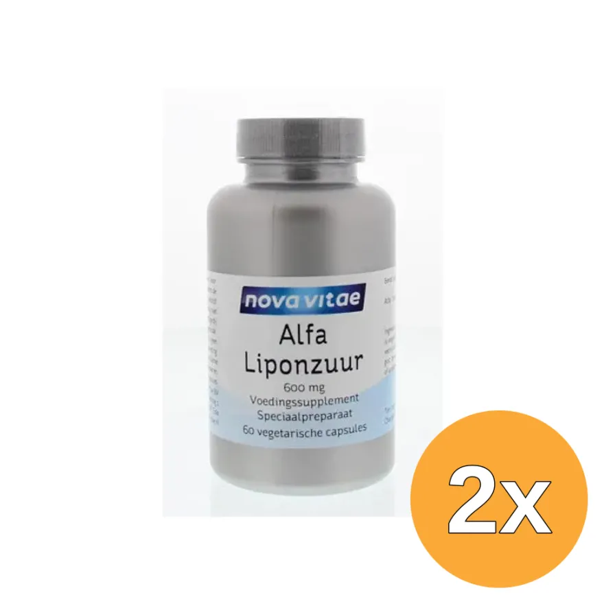2x Nova Vitae Alfa Liponzuur 600 Mg (60 vega capsules)