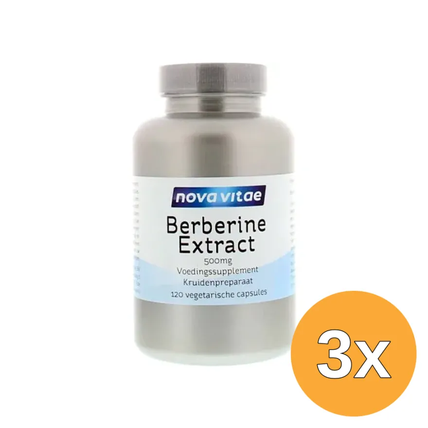 3x Nova Vitae Berberine Hci Extract 500 Mg (120 vega capsules)