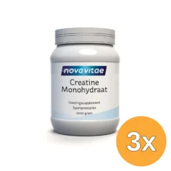 3x Nova Vitae Creatine monohydraat (1000 gr)