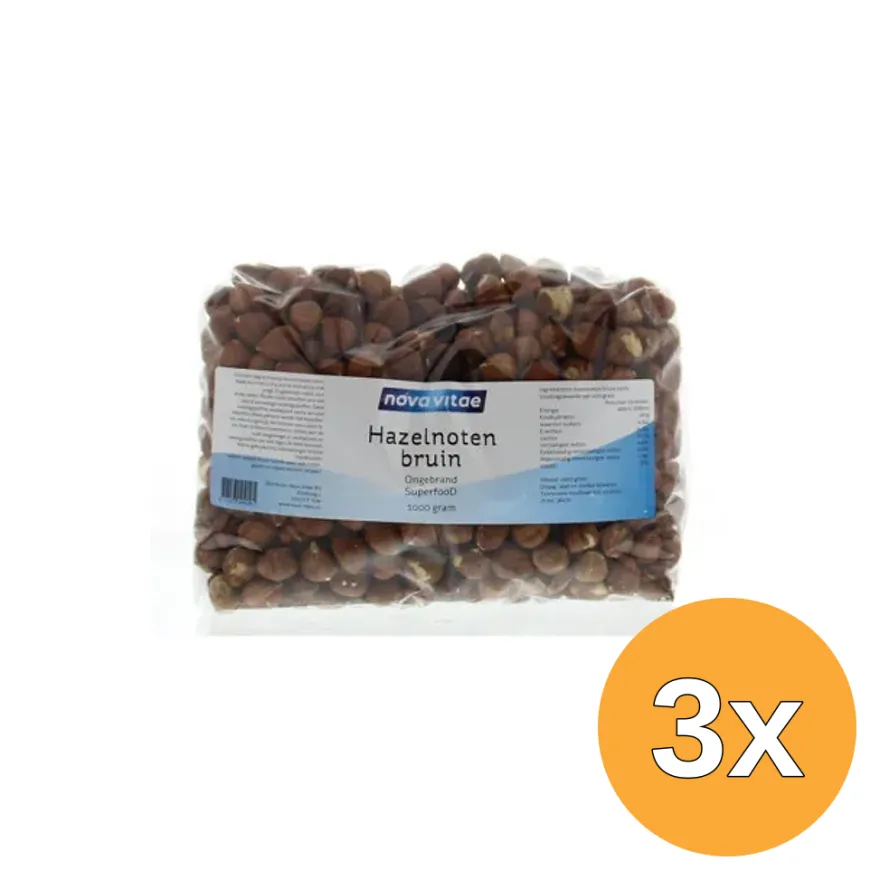 3x Nova Vitae Hazelnoten Bruin Ongebrand Raw (1000 gr)