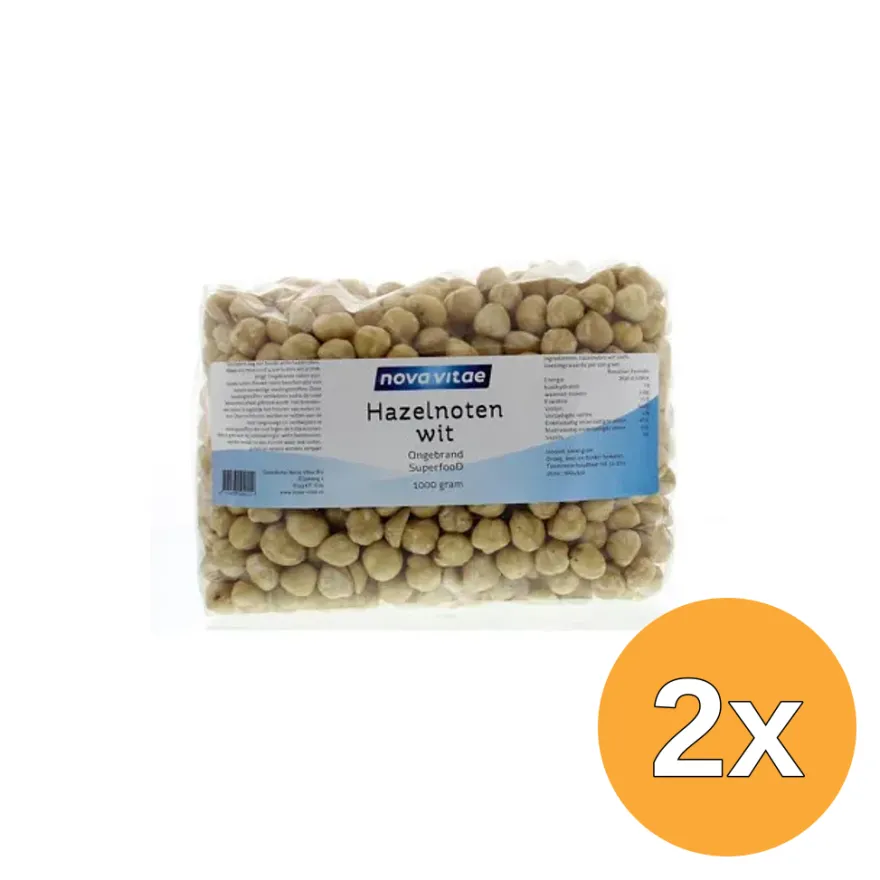 2x Nova Vitae Hazelnoten Wit Ongebrand Raw (1000 gr)