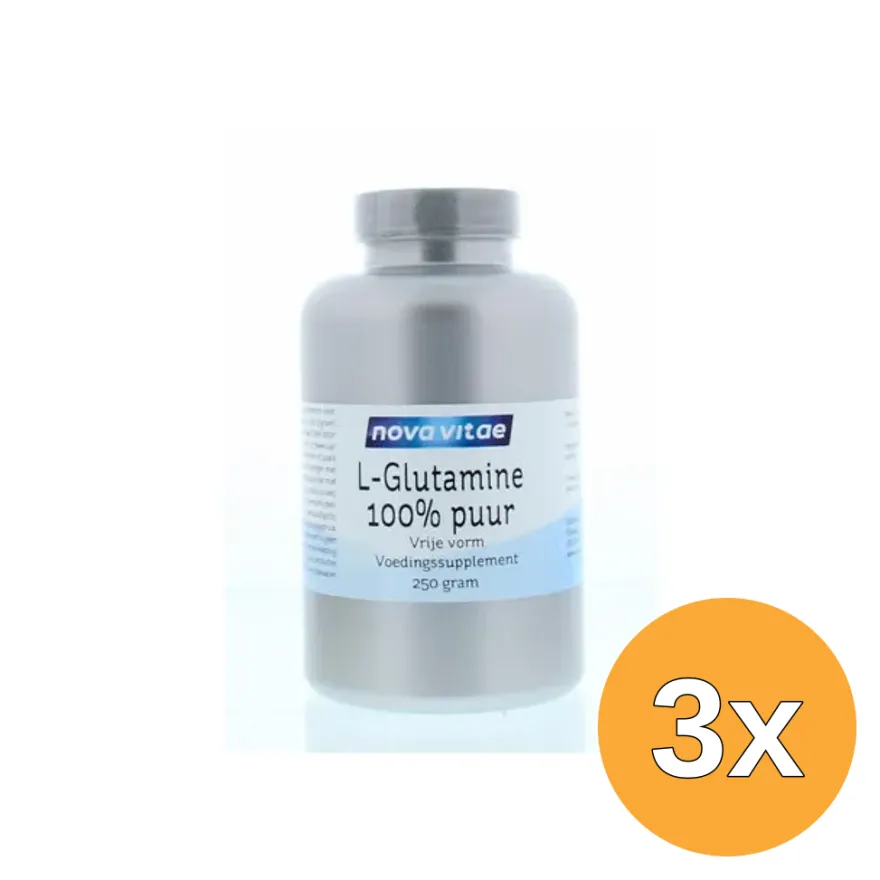 3x Nova Vitae L-Glutamine 100% puur (250 gr)