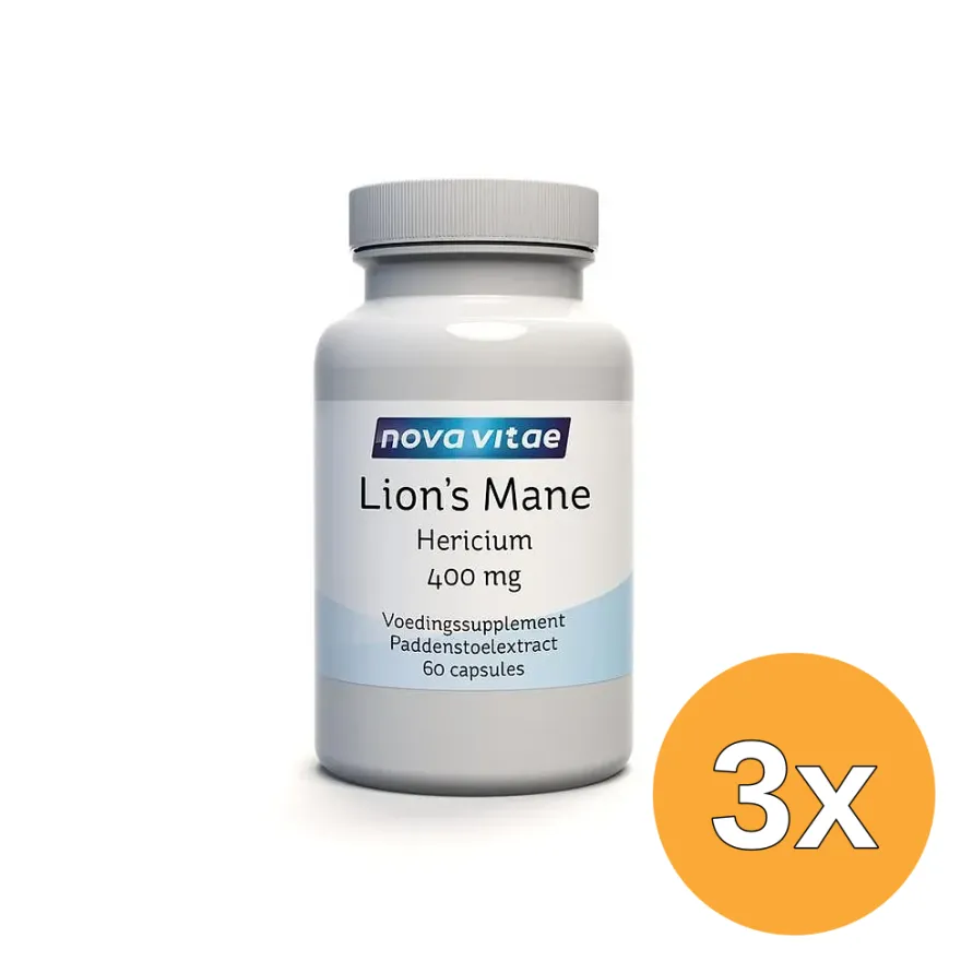 3x Nova Vitae Lion’s Mane Puur (hericium) (60 capsules)