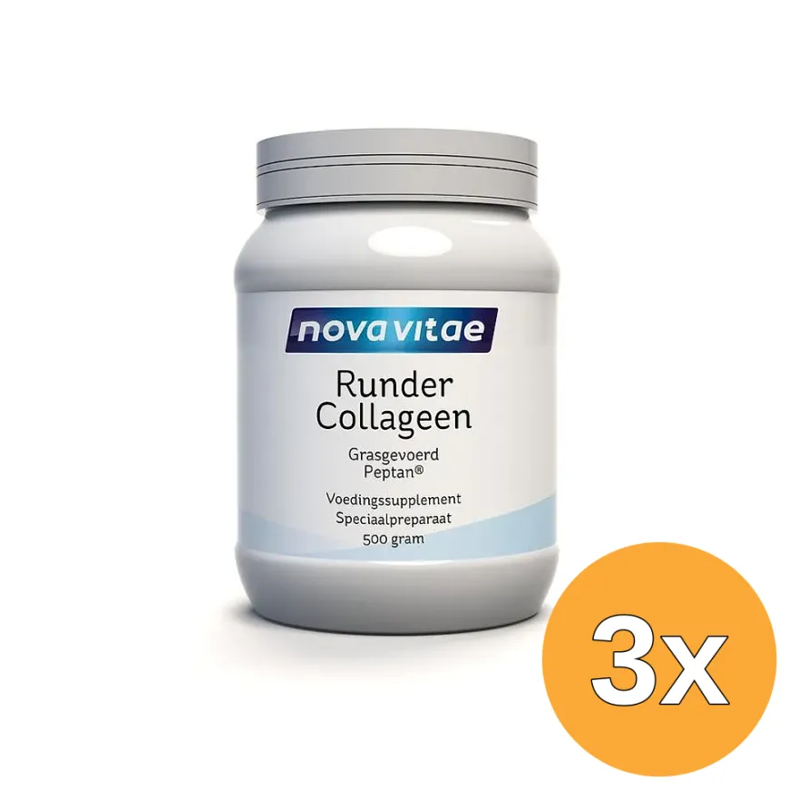 3x Nova Vitae Runder Collageengras Gevoerd Peptan (500 gr)